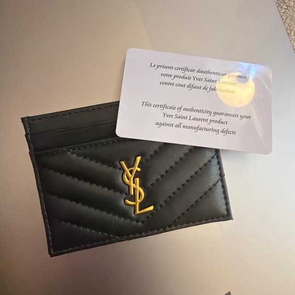 Yves Saint Laurent Handbags - Saint Laurent Black Leather Textured Card Holder